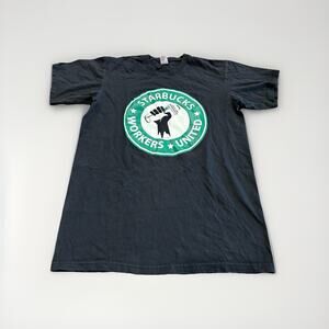 Windjammer Unisex Black Starbucks Workers United Union Tee Short Sleeve Shirt M